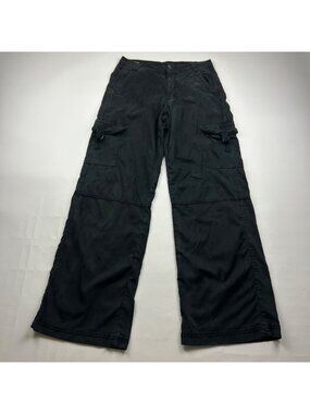 LONG American Eagle Black Stretch Canvas High Rise Baggy Cargo Pant 6L